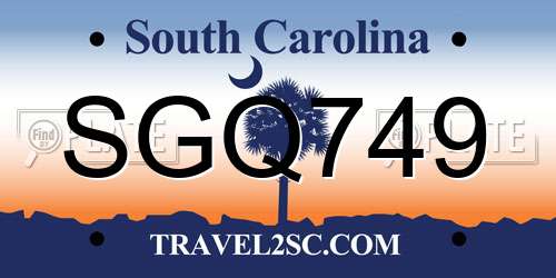 SGQ749 South Carolina License Plate