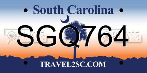 SGQ764 South Carolina License Plate