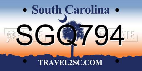 SGQ794 South Carolina License Plate