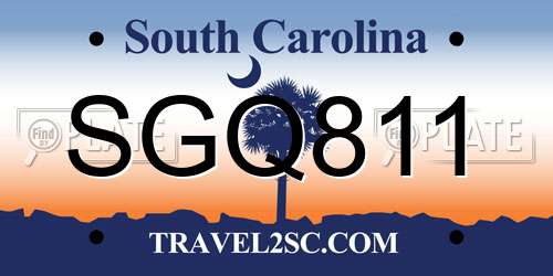 SGQ811 South Carolina License Plate