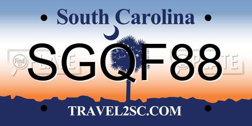 SGQF88 South Carolina License Plate