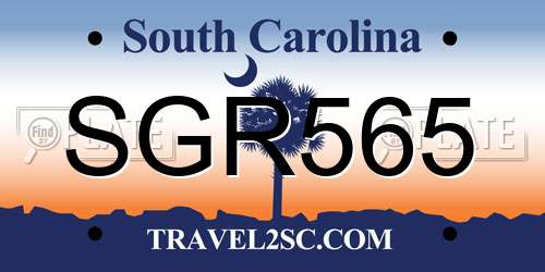 SGR565 South Carolina License Plate