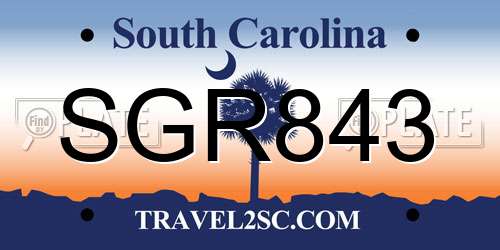 SGR843 South Carolina License Plate