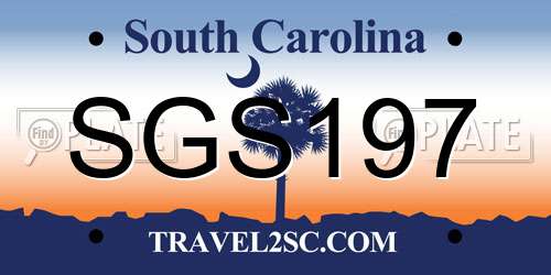 SGS197 South Carolina License Plate