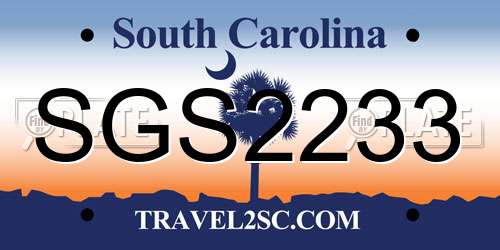 SGS2233 South Carolina License Plate
