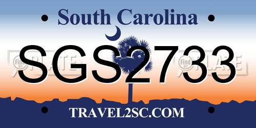 SGS2733 South Carolina License Plate