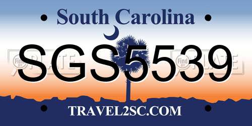 SGS5539 South Carolina License Plate