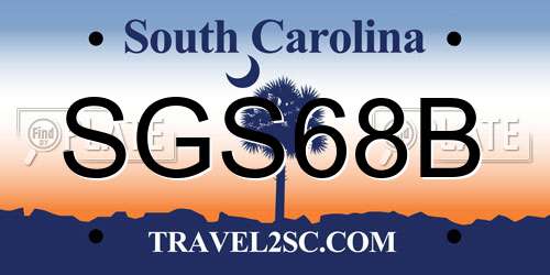 SGS68B South Carolina License Plate