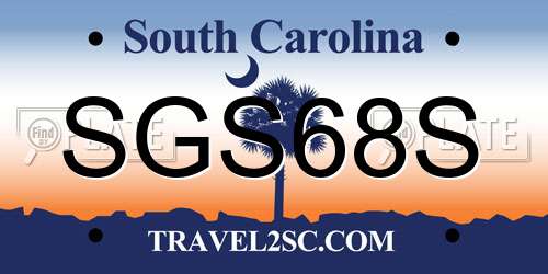 SGS68S South Carolina License Plate