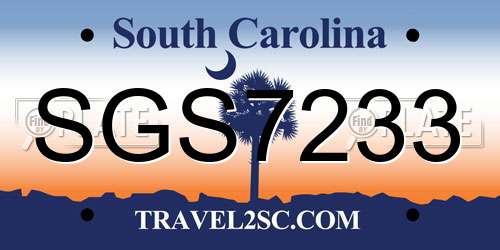 SGS7233 South Carolina License Plate