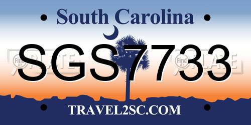 SGS7733 South Carolina License Plate