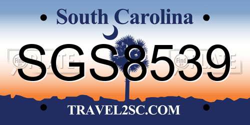SGS8539 South Carolina License Plate