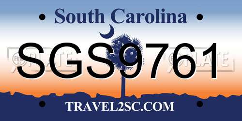 SGS9761 South Carolina License Plate