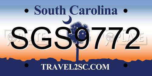 SGS9772 South Carolina License Plate