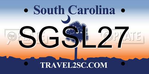 SGSL27 South Carolina License Plate