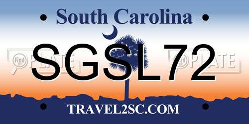SGSL72 South Carolina License Plate
