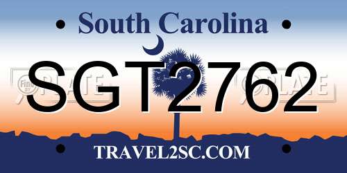 SGT2762 South Carolina License Plate