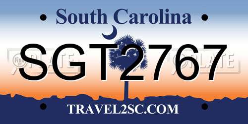 SGT2767 South Carolina License Plate