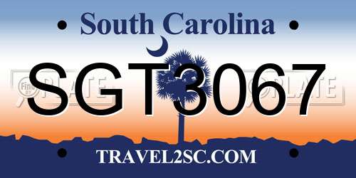 SGT3067 South Carolina License Plate