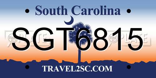 SGT6815 South Carolina License Plate