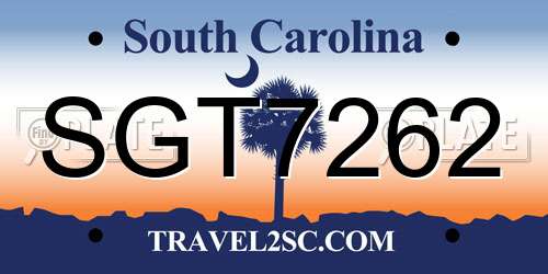 SGT7262 South Carolina License Plate