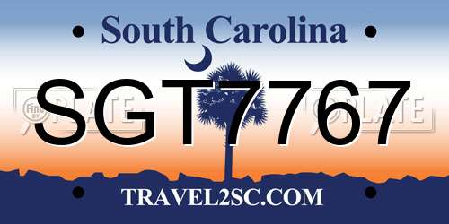 SGT7767 South Carolina License Plate