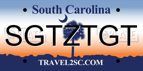 SGTZTGT South Carolina License Plate