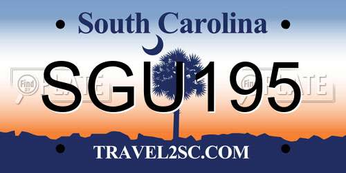 SGU195 South Carolina License Plate