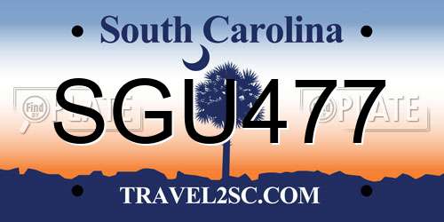 SGU477 South Carolina License Plate