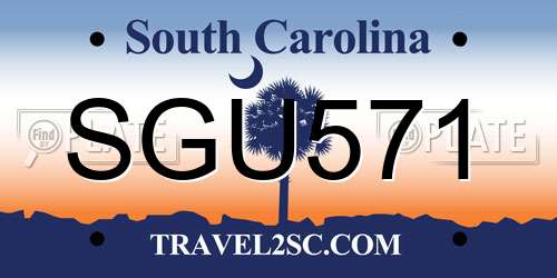 SGU571 South Carolina License Plate
