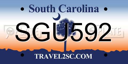 SGU592 South Carolina License Plate