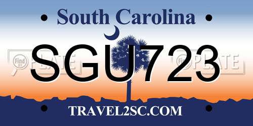 SGU723 South Carolina License Plate