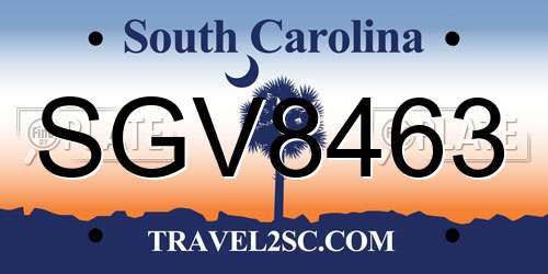 SGV8463 South Carolina License Plate