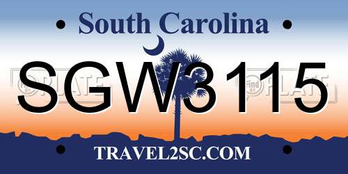 SGW3115 South Carolina License Plate