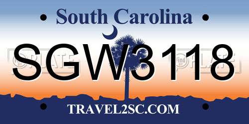SGW3118 South Carolina License Plate