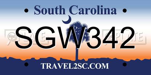 SGW342 South Carolina License Plate