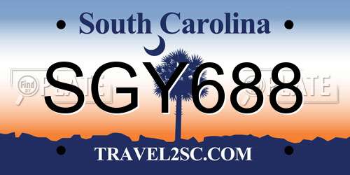 SGY688 South Carolina License Plate