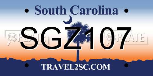 SGZ107 South Carolina License Plate