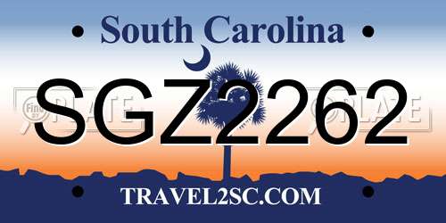 SGZ2262 South Carolina License Plate