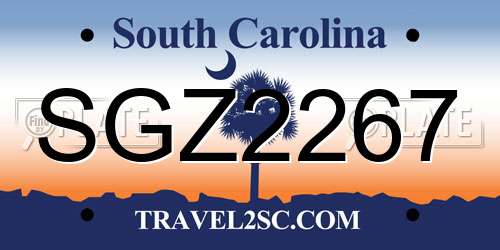 SGZ2267 South Carolina License Plate