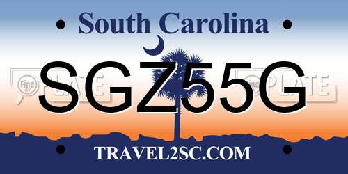 SGZ55G South Carolina License Plate