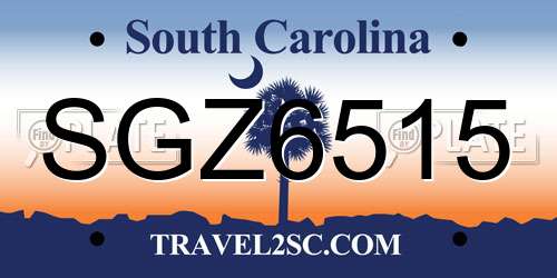 SGZ6515 South Carolina License Plate