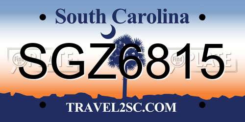 SGZ6815 South Carolina License Plate