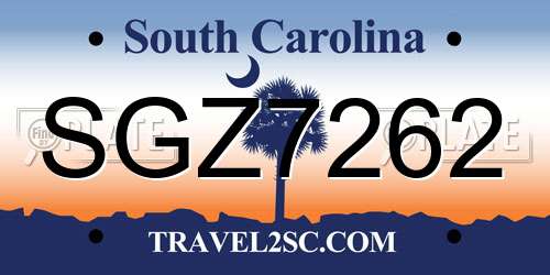 SGZ7262 South Carolina License Plate