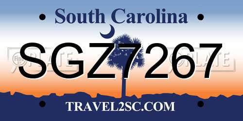 SGZ7267 South Carolina License Plate
