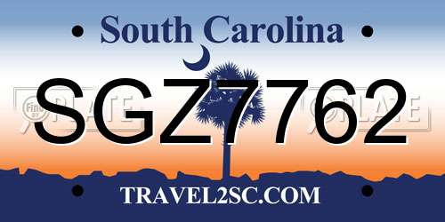 SGZ7762 South Carolina License Plate