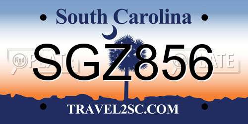 SGZ856 South Carolina License Plate