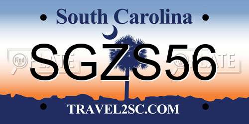 SGZS56 South Carolina License Plate
