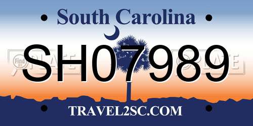 SH07989 South Carolina License Plate