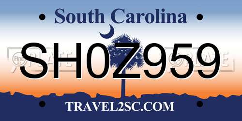 SH0Z959 South Carolina License Plate